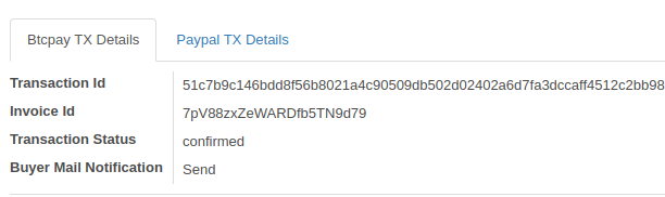Transaction Btcpay Details