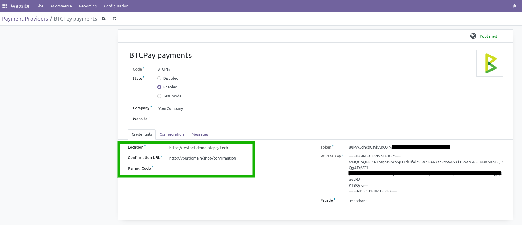 Payment Provider Settings