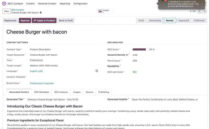 Blog post creation from SEO content